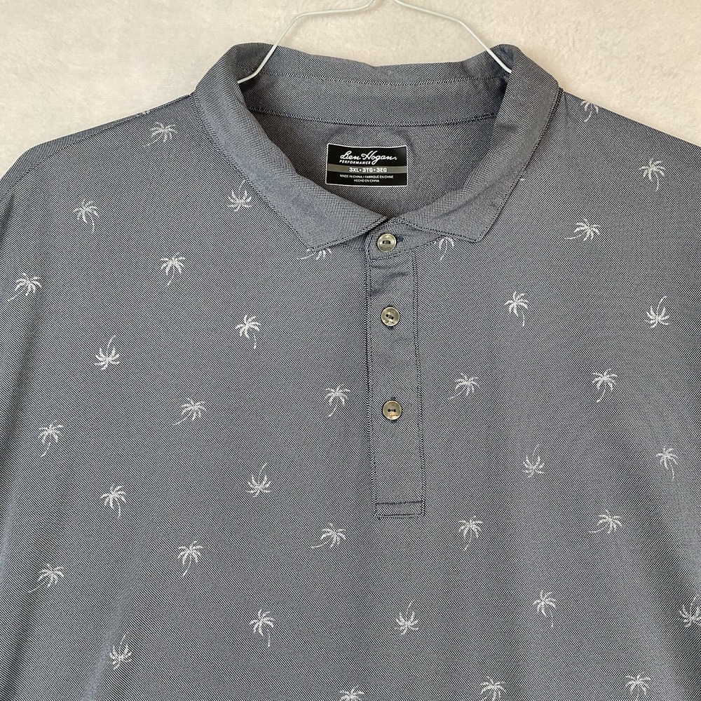 Ben Hogan Performance Polo Shirt Mens 3XL Gray Palm Trees Short Sleeves Golf